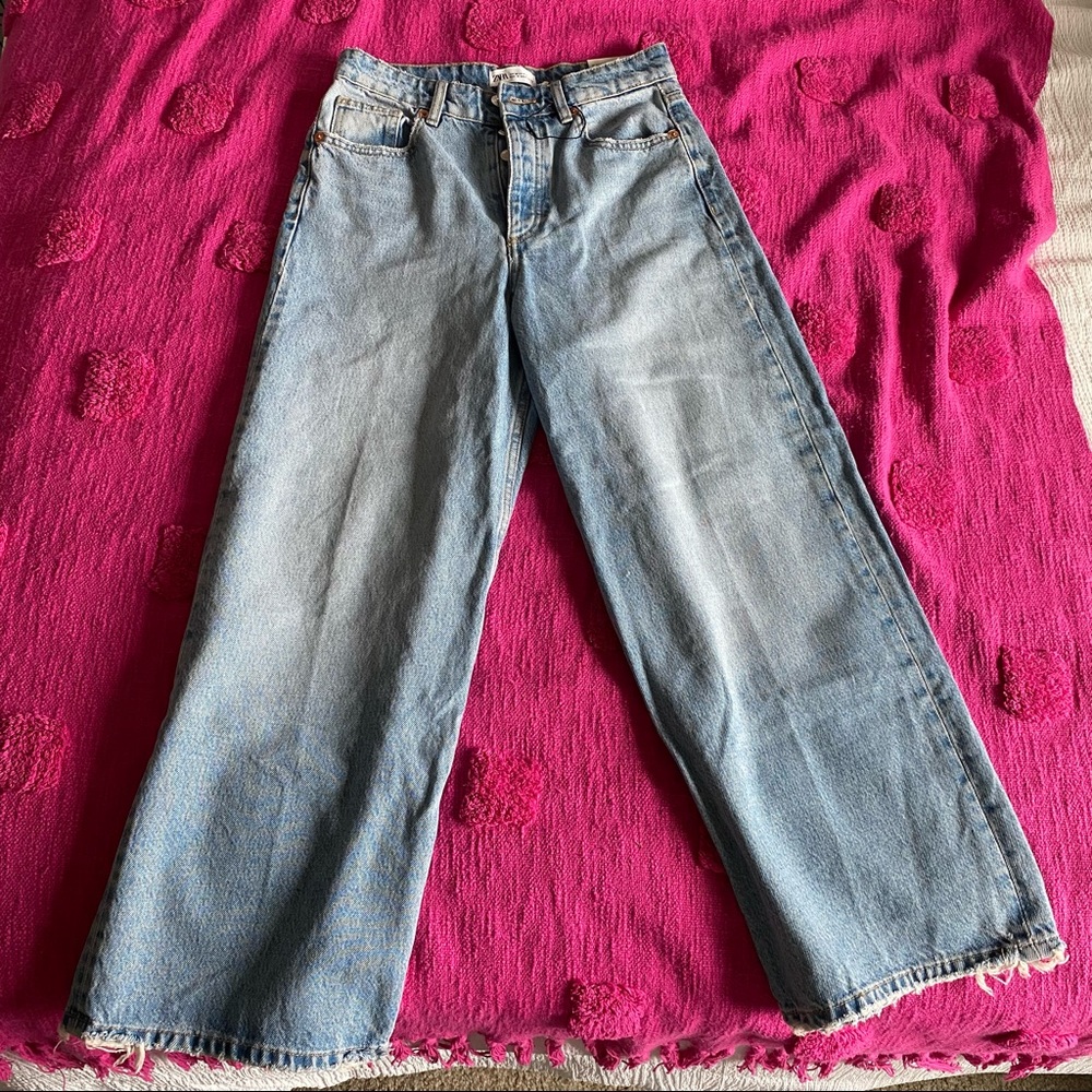 Zara High Rise Wide Leg Jeans